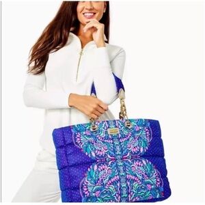 Lilly Pulitzer Blue and Pink Patterned Tote